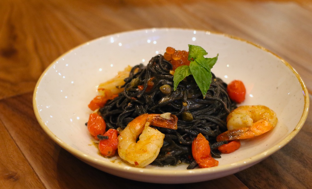 tostos quickfire pizza pasta nero squid ink shrimp spaghetti